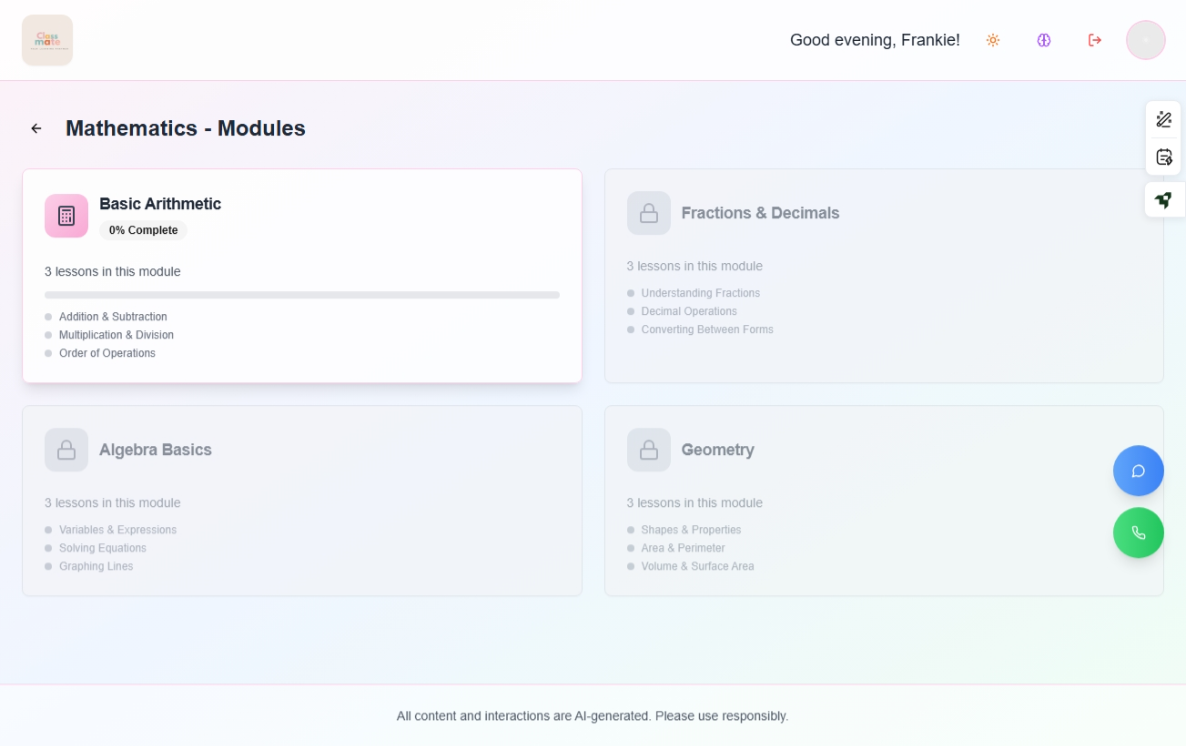 Mathematics Modules - Structured Learning Path